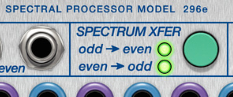 Clicking on the Spectrum Xfer mode button yet again will light up only even>odd LED indicating a odd to even internal coupling. In this mode, only the Odd output will output audio.