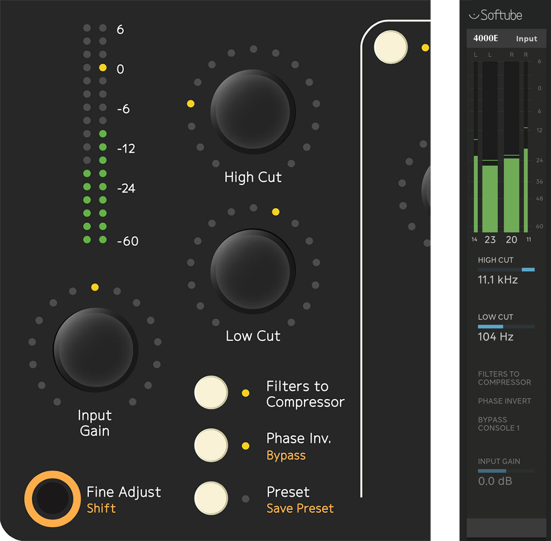 Input section on the Console 1 hardware and On-Screen display.