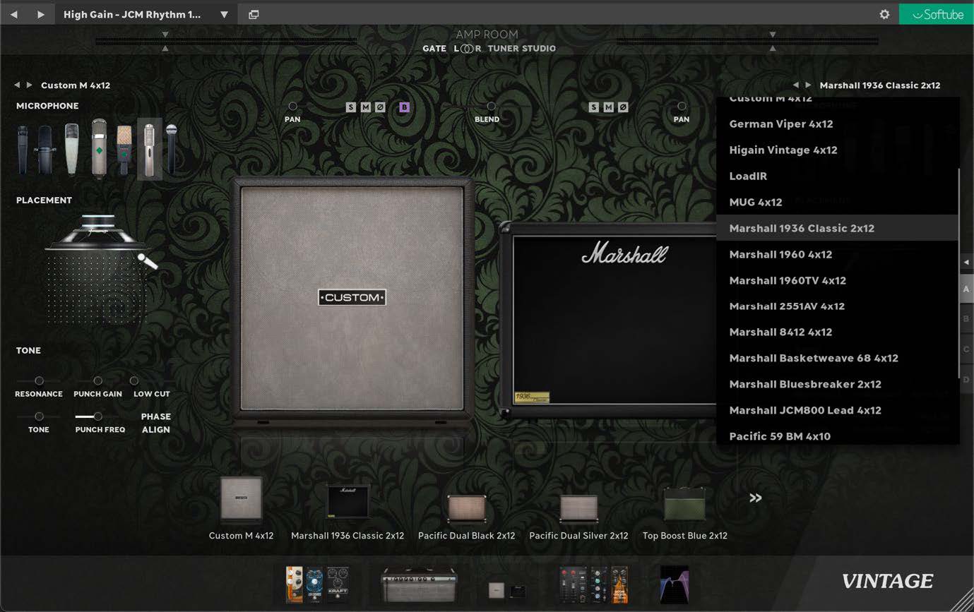 Cabinet selection menu.