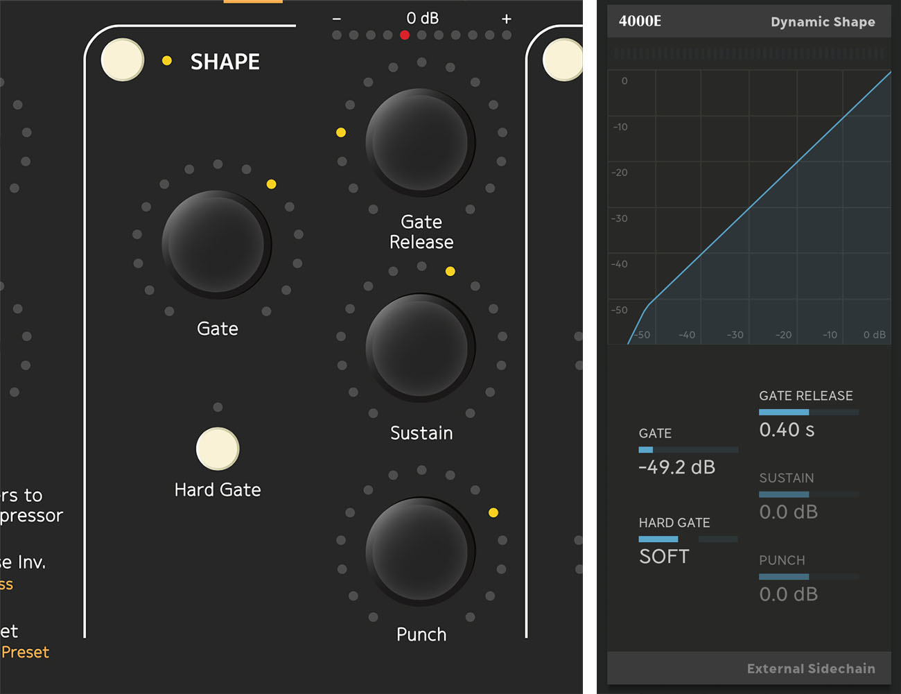 Shape section on the Console 1 hardware and On-Screen Display.