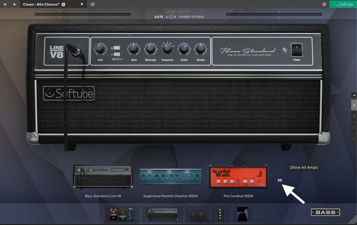 Click arrows to see all available amps.