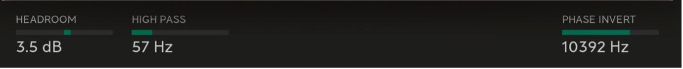 Control panel with Headroom, High Pass, and Phase Invert controls