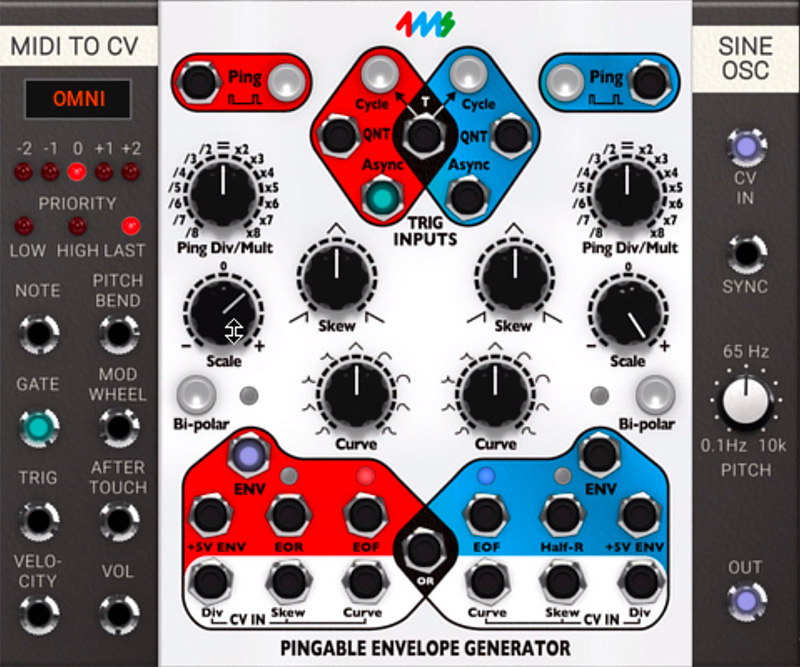 4. The output envelope amount can be adjusted by using the Scale knob. It can also be used to invert the output envelope CV.