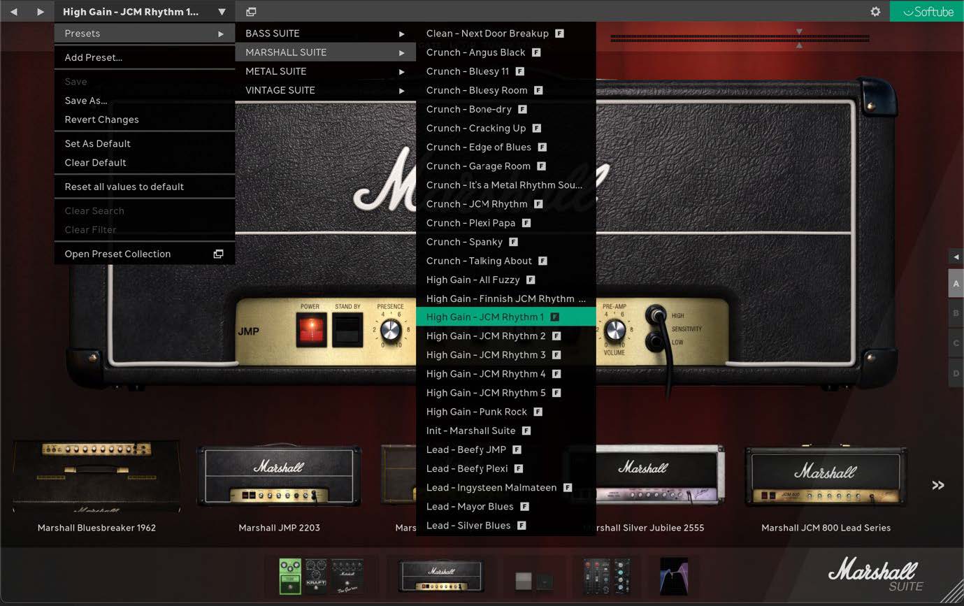 User and factory presets.