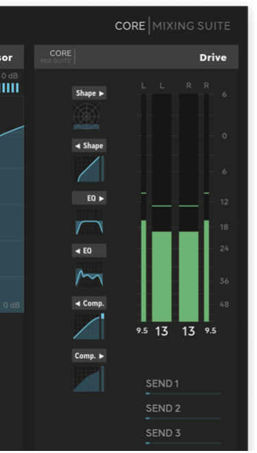 The current order of the sections can be seen next to the output meter.