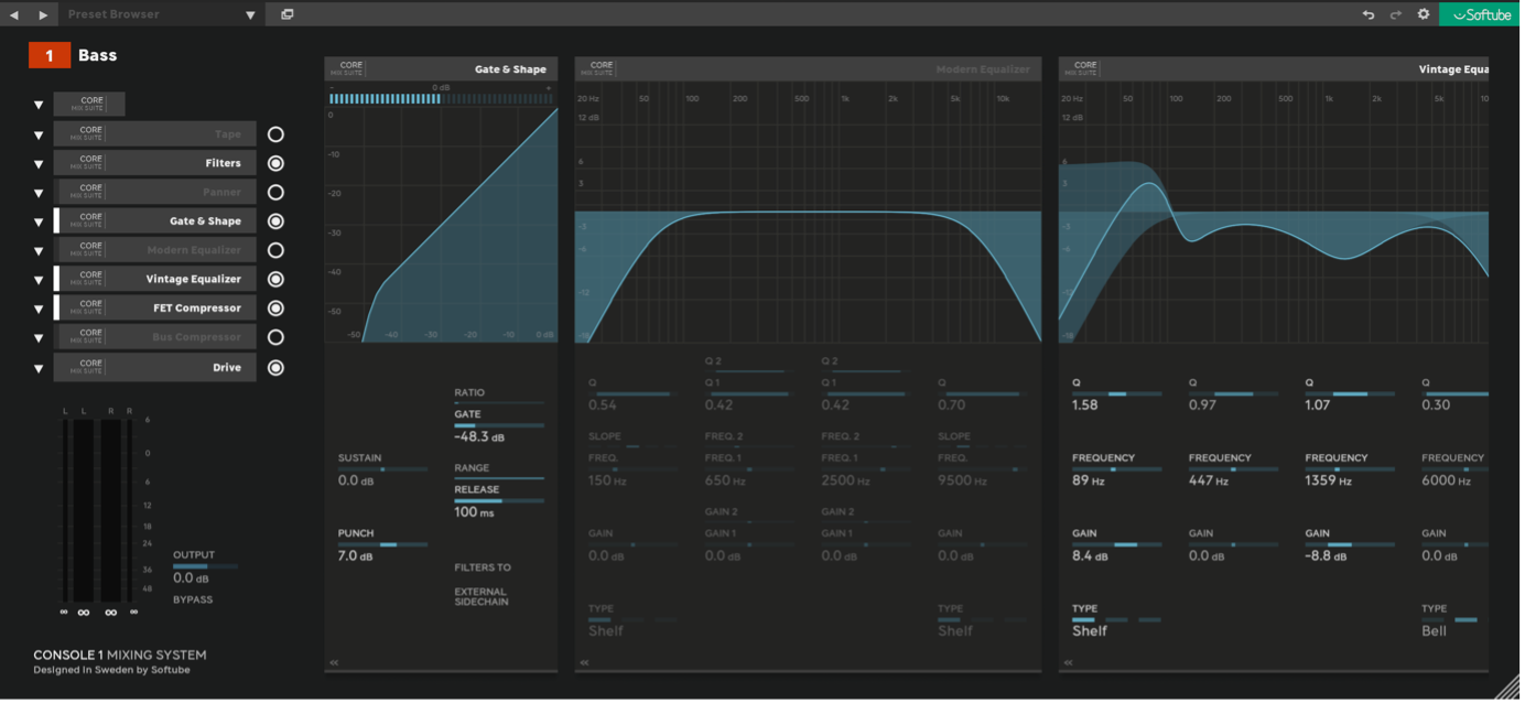The plug-in user interface. The plug-in will always show the sections in the order they are processed in, as compared to the OSD that always reflects the layout of the hardware.