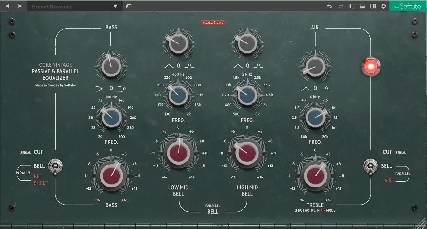 Core Vintage Equalizer, with four bands of parallel
processing.