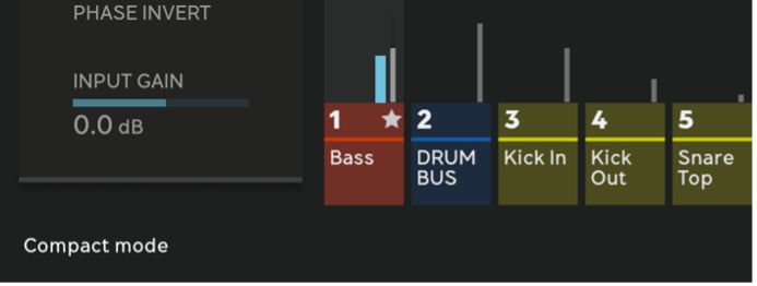The lower left corner of the On-Screen Display shows the status line, in this case it's indicating that the tracks are in "Compact Mode".